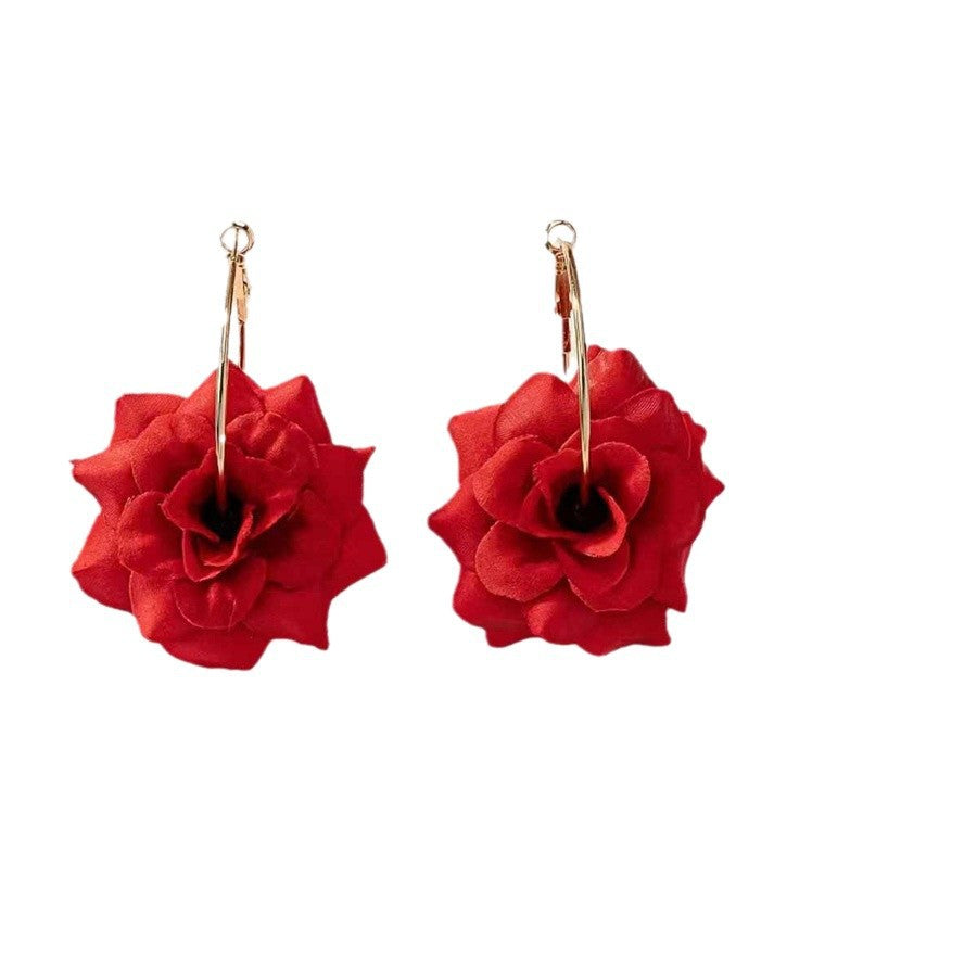 Wholesale 2PCS exquisite elegant fashion gentle creative romantic red rose earrings for dating holiday Valentine's Day